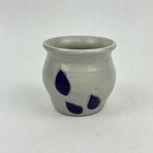 Williamsburg Pottery Cobalt Blue Salt Glaze Stoneware Tiny Pot Planter Votive